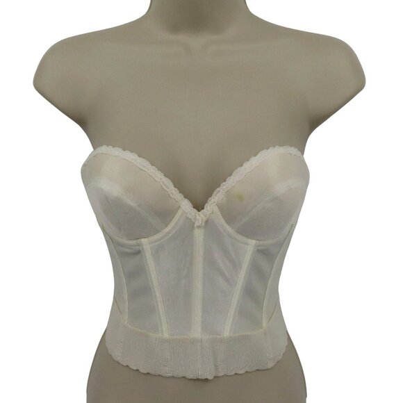 VTG JCPenney Adonna 34B Bra 2341 Longline Underwire Strapless Corset Ivory Lined - Picture 1 of 14